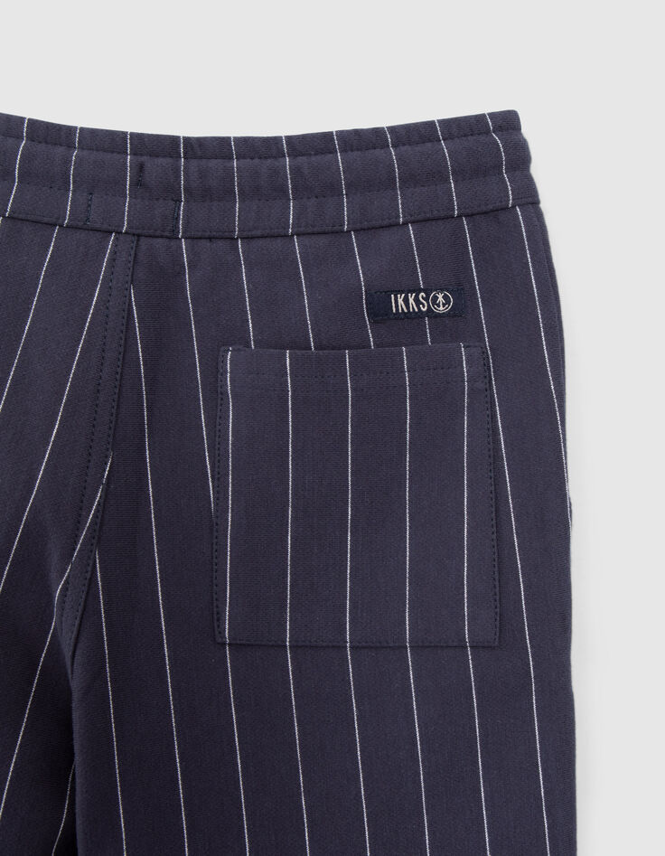 Boys' navy knit pinstriped Bermuda shorts-7