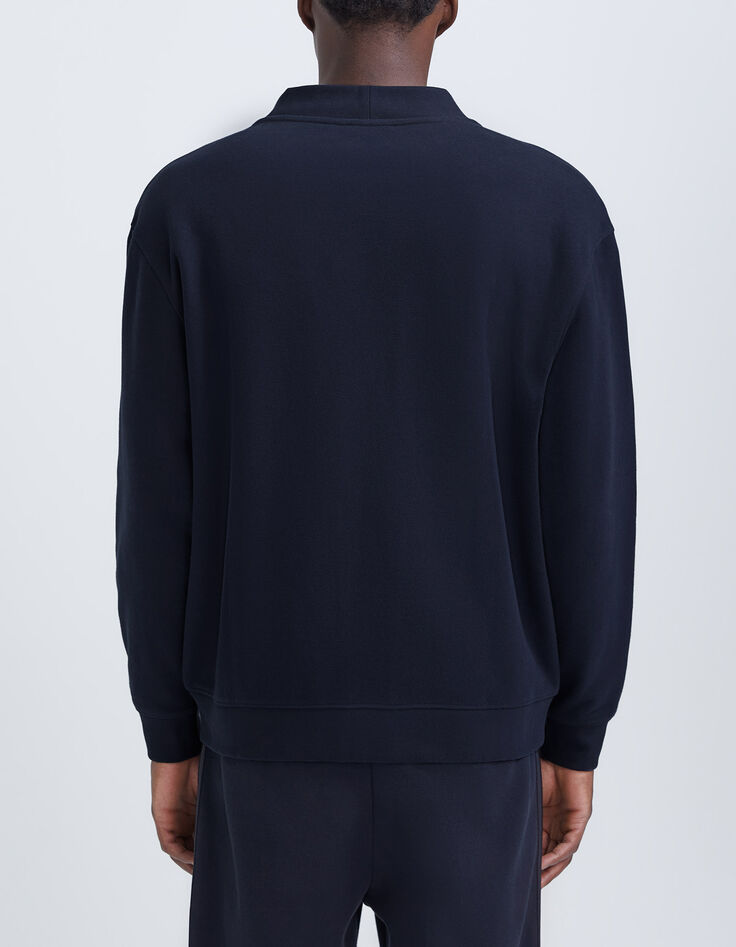Cárdigan azul marino felpa maxi insignia Hombre-4 Cárdigan azul marino felpa maxi insignia Hombre-4