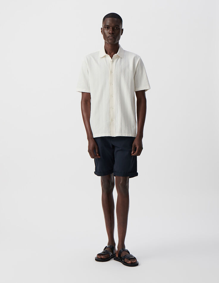 Camisa SLIM blanco roto punto rayas hombre-2