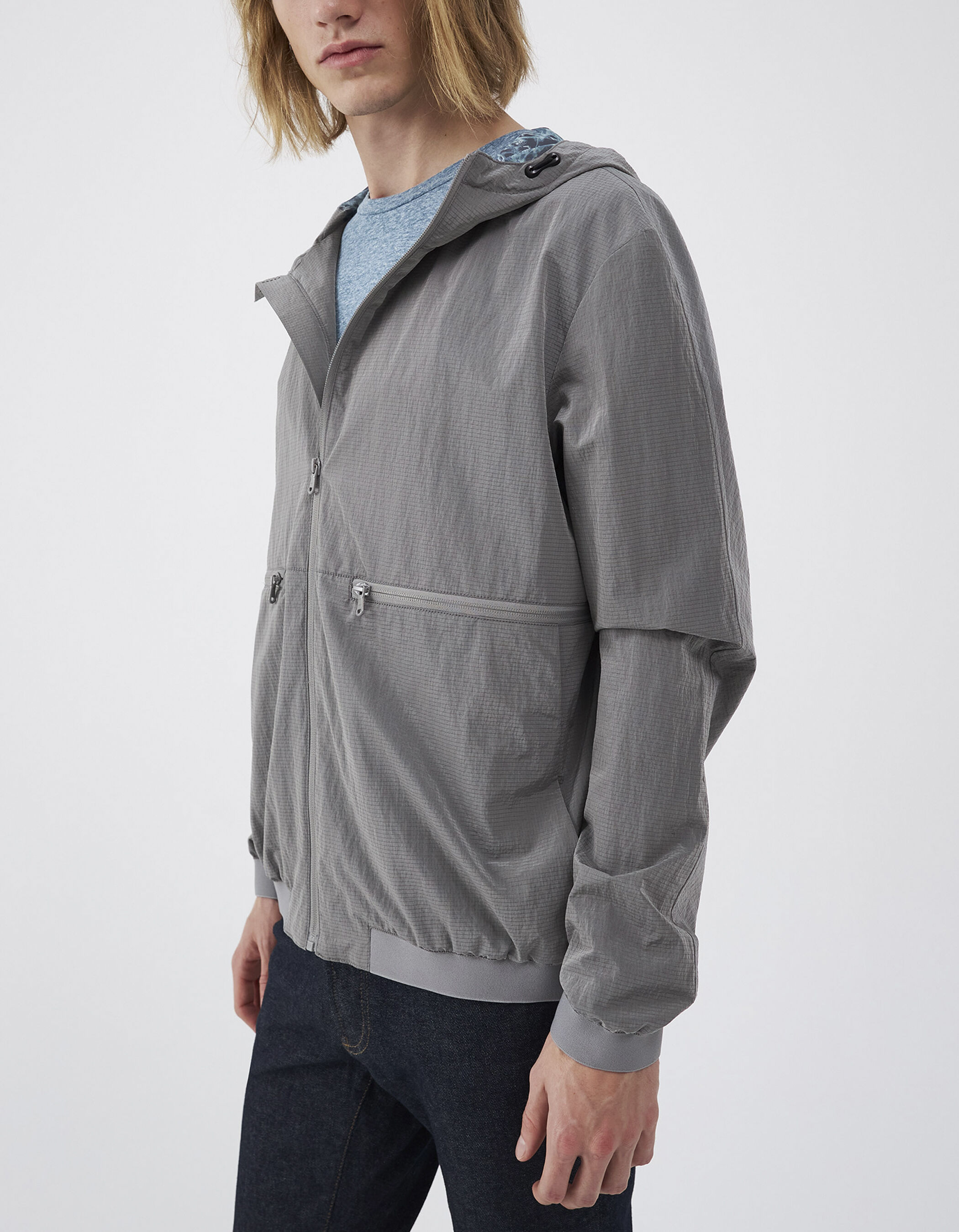 Blouson best sale gris homme