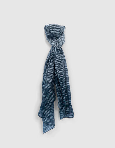 Marineblauwe sjaal met grafische motieven Heren - IKKS