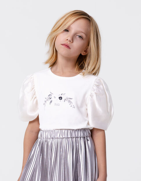 T-shirt blanc broderie IKKS dorée fille - IKKS