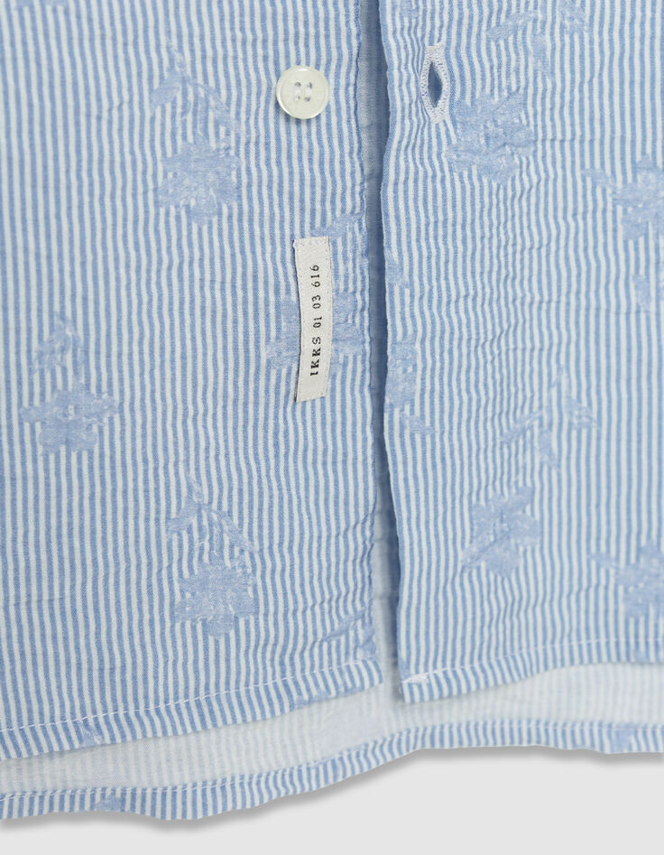 Blaues Slim-Fit-Hemd Blumen & Streifen-7