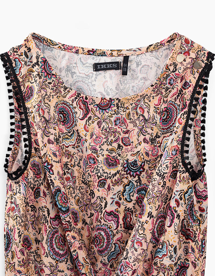 Combi short rose poudré imprimé cachemire fille-3