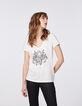 T-shirt gebroken wit acid wash opdruk dames-2