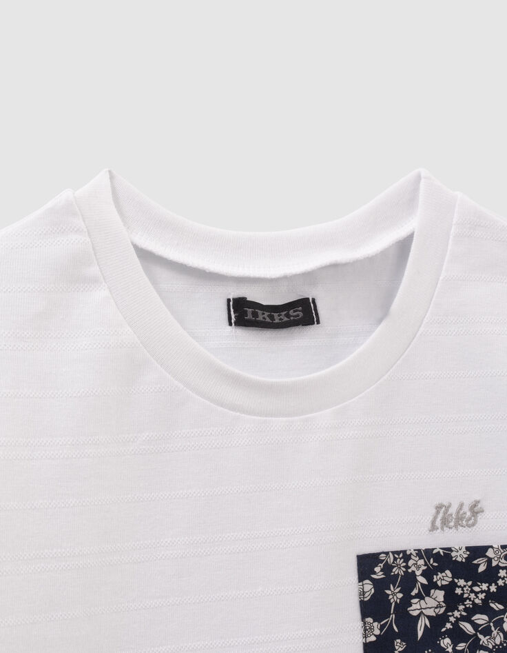 Camiseta blanco bolsillo tejido Liberty flores niño-2