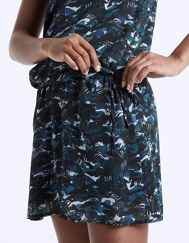 Robe droite manches courtes voile imprimé jungle-5