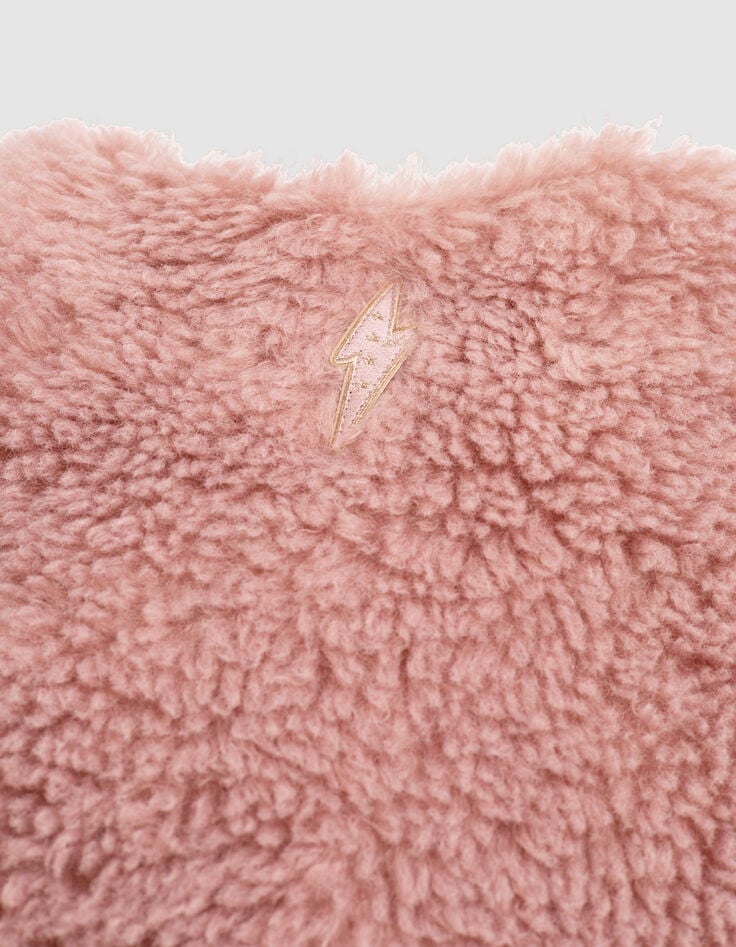 Plumas 2 en 1 rosa chaleco sherpa niña-6