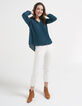 I.Code sea green shirt with pleats and studded collar-6