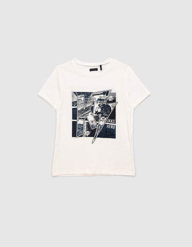 Camiseta blanco roto estilo comics IKKS HERO niño - IKKS