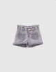 Shorts jean orgánicos gris claro tiras étnicas bebé niña -1