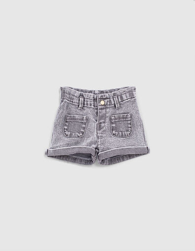 Shorts jean orgánicos gris claro tiras étnicas bebé niña  - IKKS