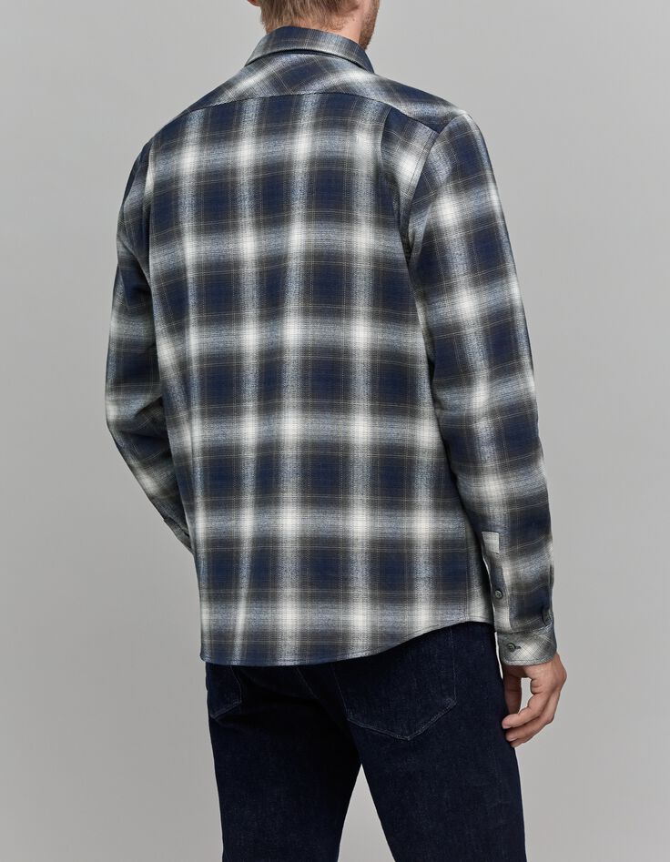 Chemise REGULAR marine motif carreaux Homme-3