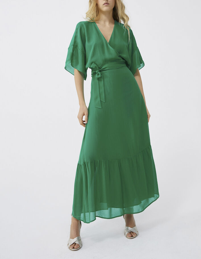 Women’s green wrap long dress - IKKS