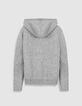 Pull &agrave; capuche gris tricot 100% cachemire Femme-7