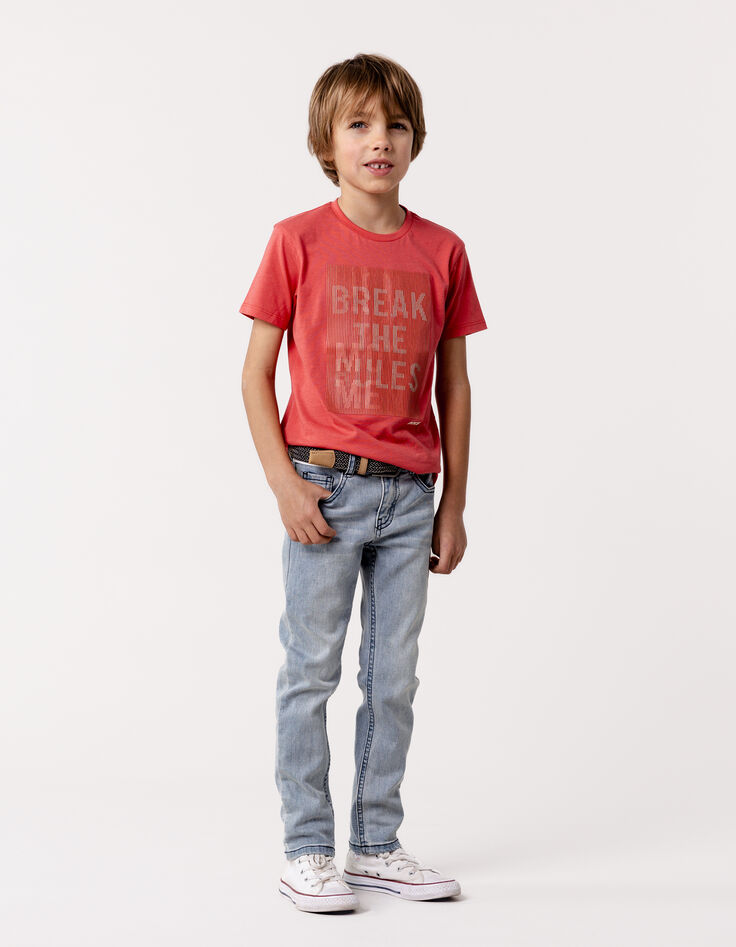 Jean slim bleu avec ceinture tressée garçon-1