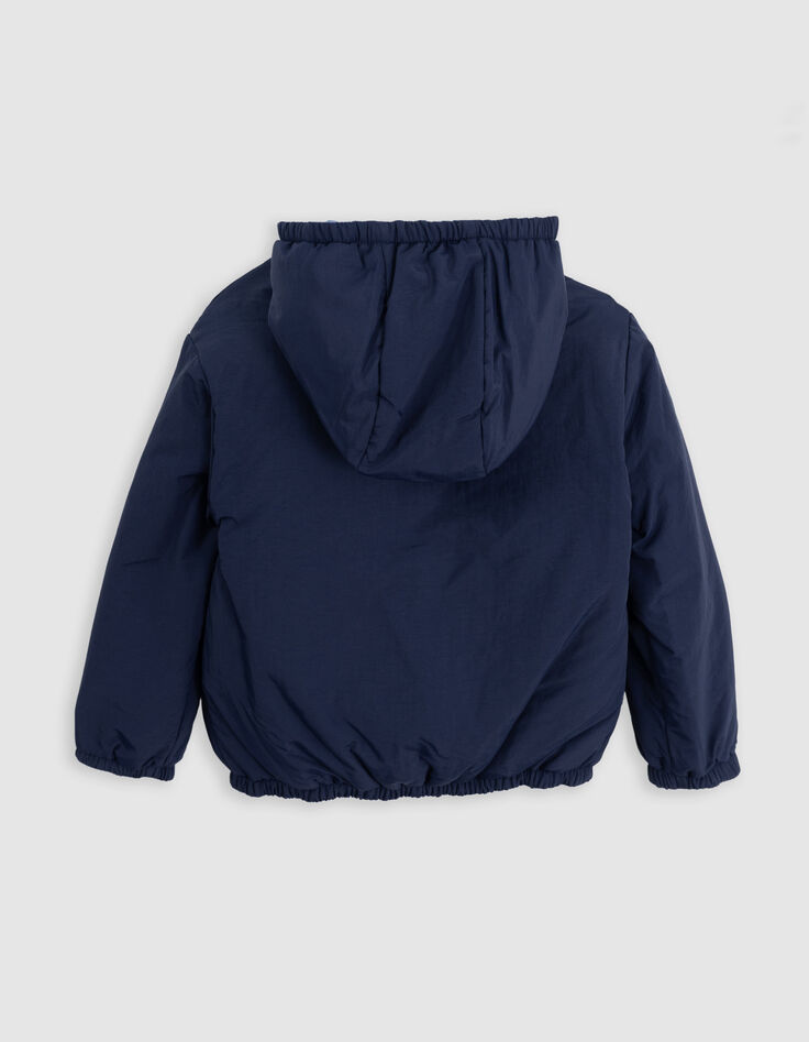 Doudoune réversible nylon effet denim et marine garçon-4