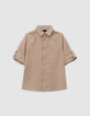 Chemise beige mix coton et lin garçon-6