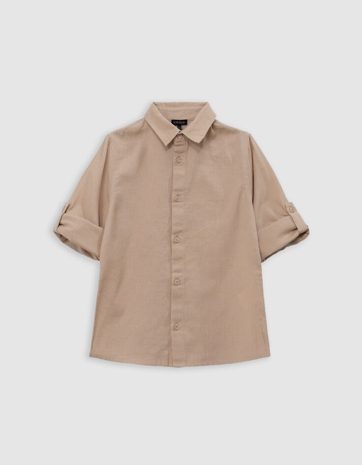 Chemise beige mix coton et lin garçon-6