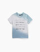 Lichtgrijs T-shirt deep dye effect met print jongens -1