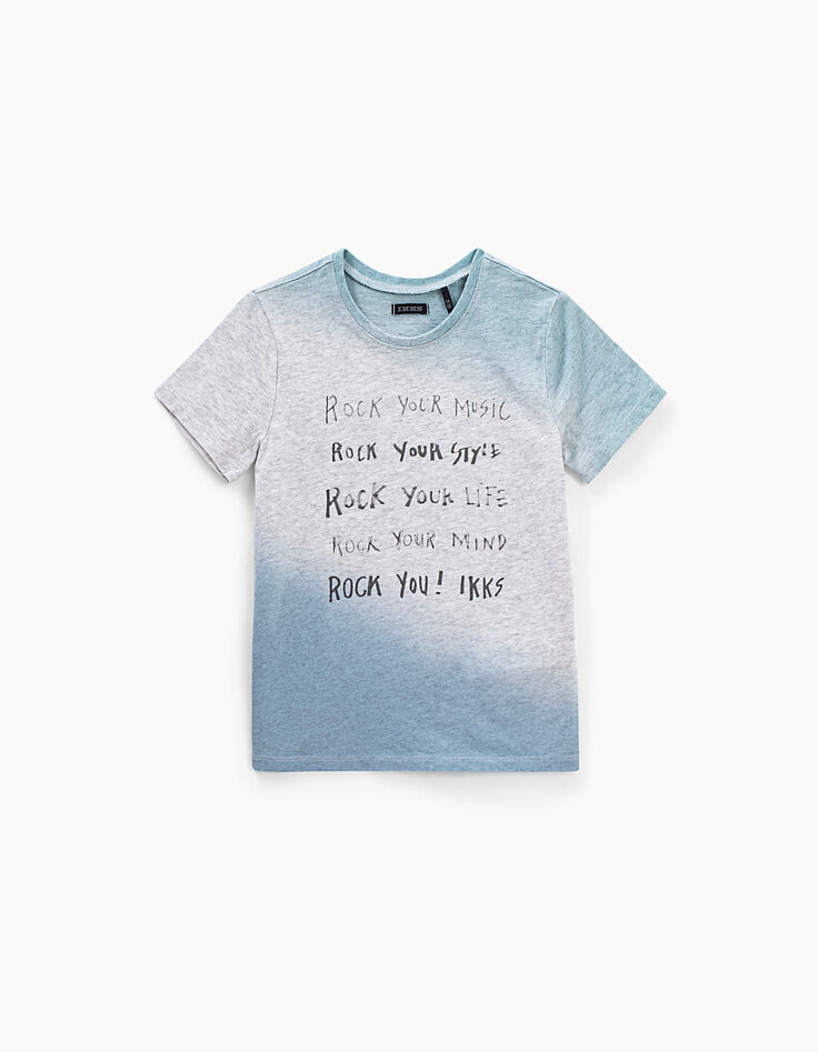 Lichtgrijs T-shirt deep dye effect met print jongens -1 Lichtgrijs T-shirt deep dye effect met print jongens -1