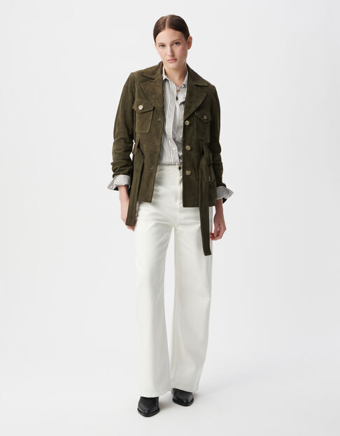 Khaki suède safarijasje met riem Dames - IKKS