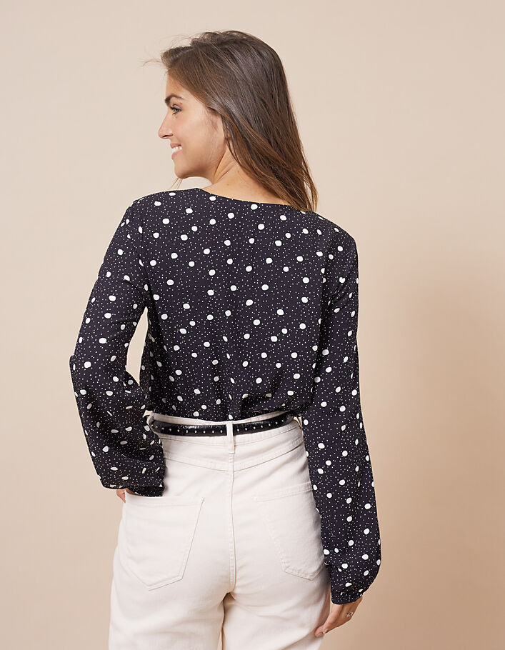 I.Code black polka dot print buttoned blouse - I.CODE