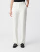 Pantalon de tailleur blanc ajusté maille Milano Femme-3
