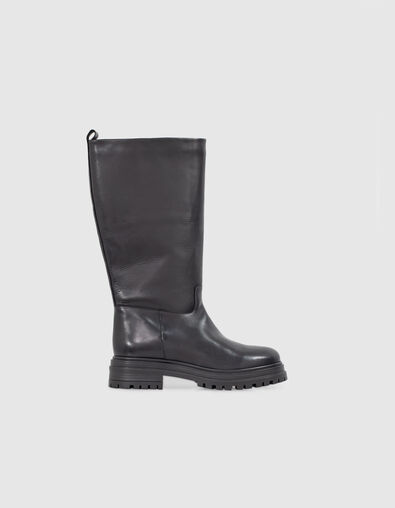 Botas altas piel negras suela dentada mujer - IKKS