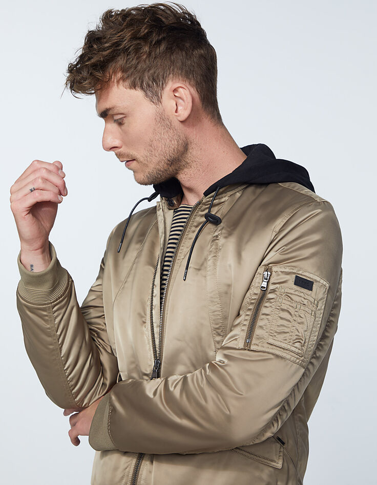 Bomber vison à capuche molleton amovible Homme-4