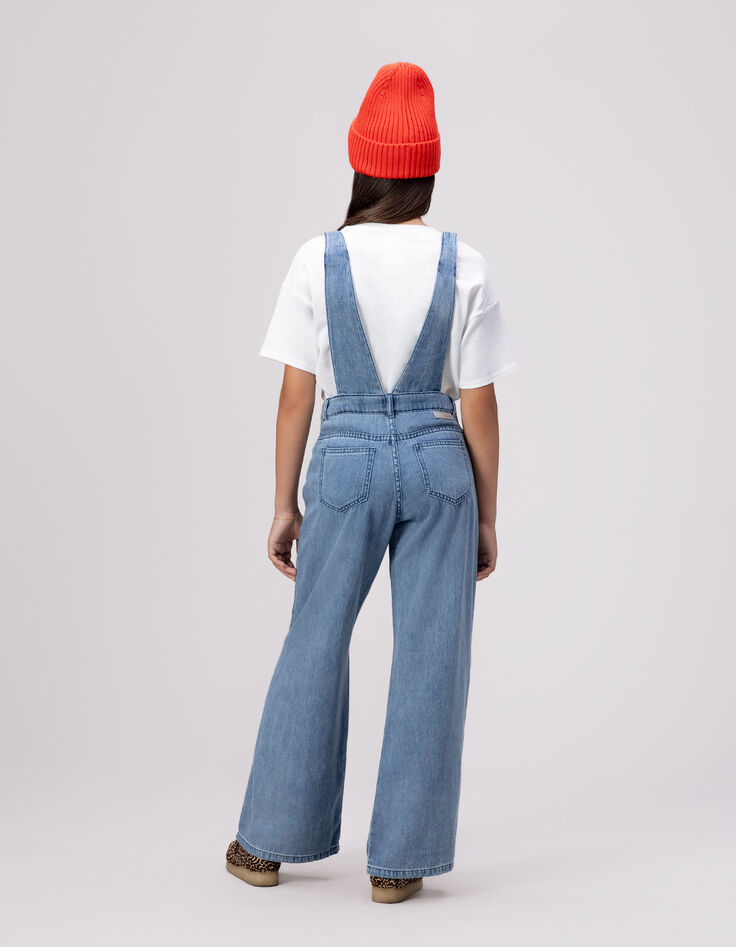 Conjunto mono azul camiseta blanca niña-3