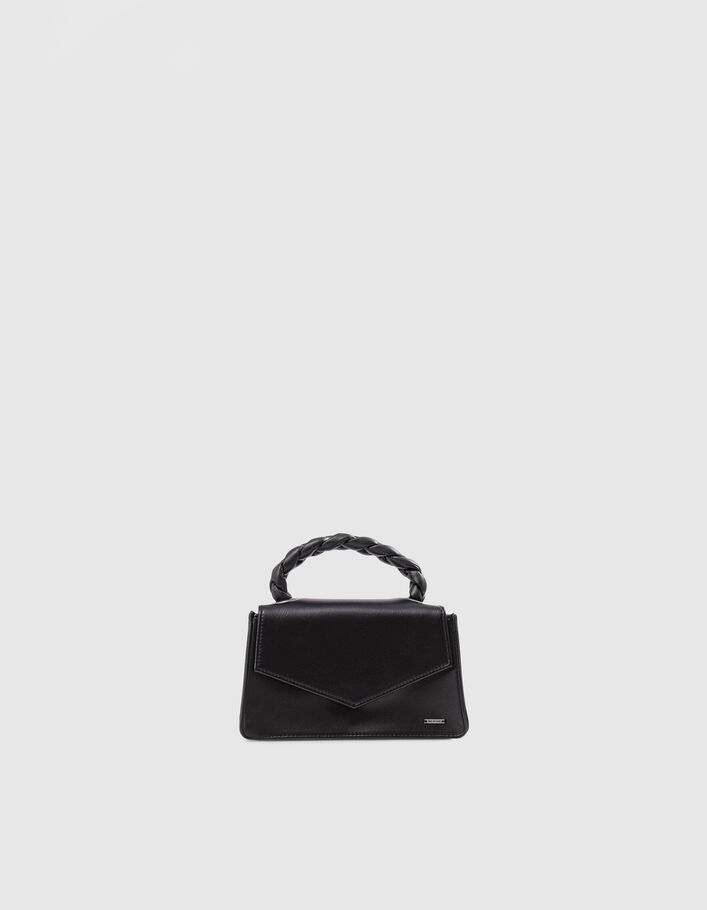 Schwarze Mini-Mädchenhandtasche mit Flechtgriff - IKKS