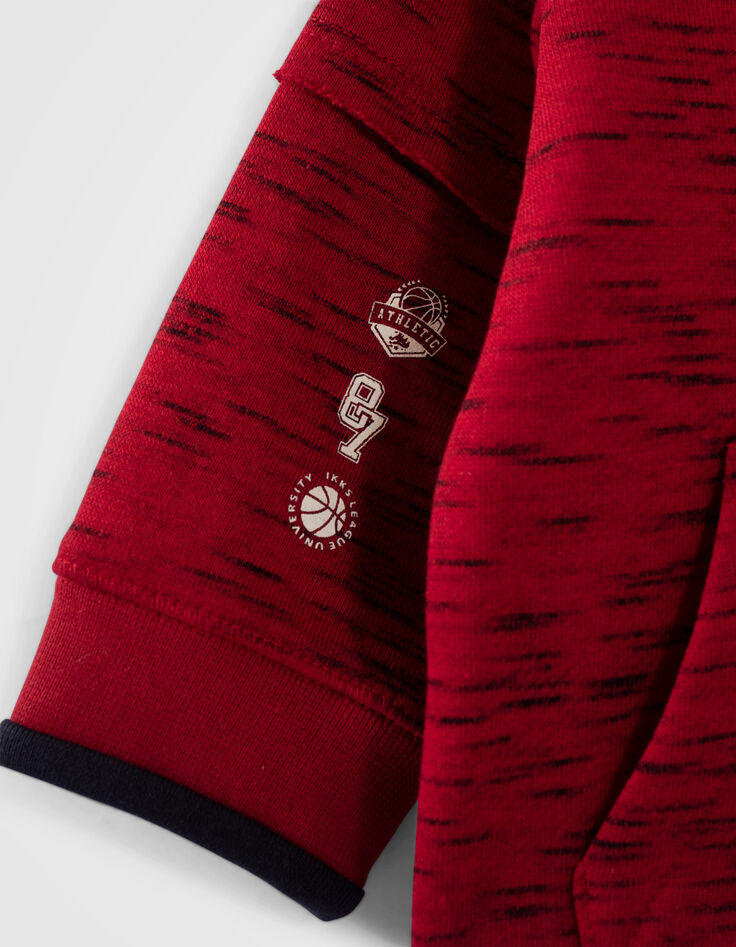 Cárdigan rojo jaspeado felpa capucha bebé niño-5