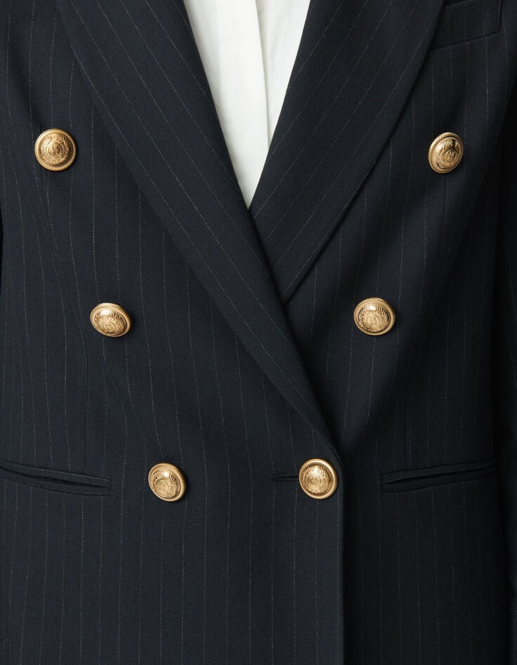 Marineblauwe blazer large fit pinstripes Dames-5 Marineblauwe blazer large fit pinstripes Dames-5