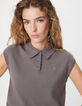Mouwloos gebreid poloshirt met borduursel voor dames-5