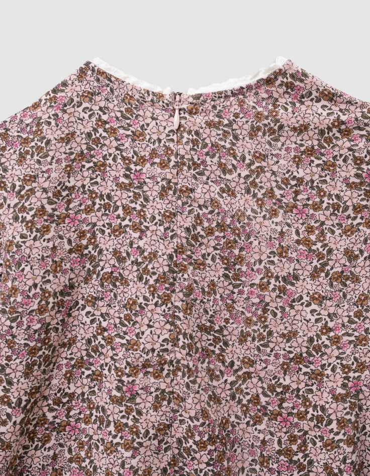 Blouse rose imprimé fleurs d'automne fille-8