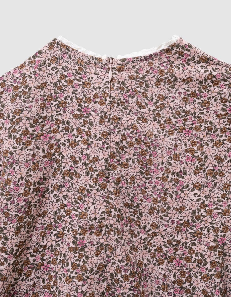 Blouse rose imprimé fleurs d'automne fille-8 Blouse rose imprimé fleurs d'automne fille-8