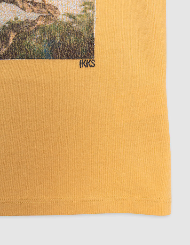 T-shirt jaune coton bio tigre sur arbre garçon-5