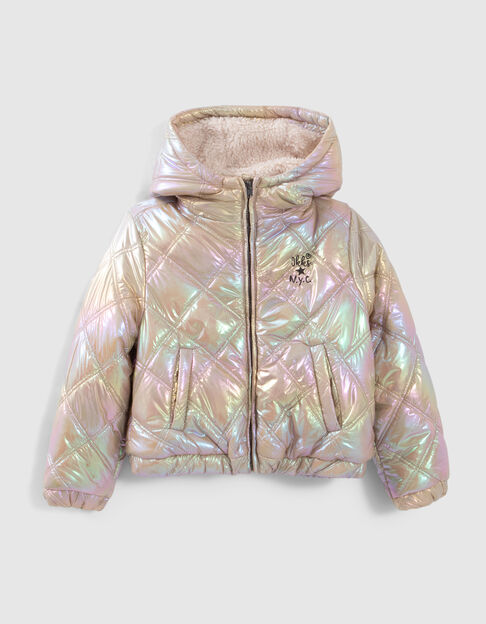 Beige pufferjas iriserend doorstikt meisjes - IKKS