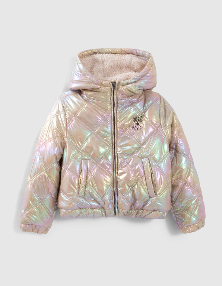 Beige irisierende Mädchensteppjacke-1