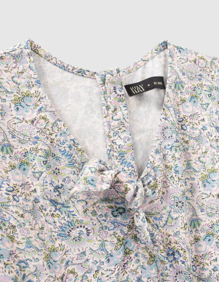 Girls' ecru flowery print LENZING™ ECOVERO™ playsuit-3