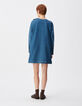 Blauwe denim jurk met drie opgestikte zakken Dames-4