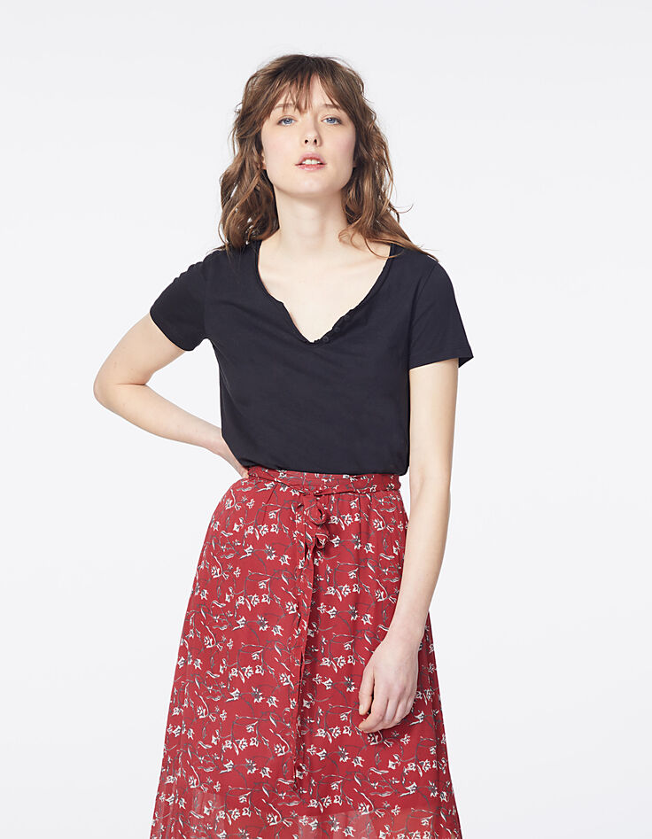 Women’s black beaded graphic organic cotton T-shirt-3