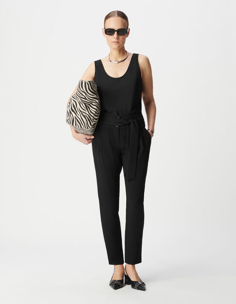 Zwarte top gerecycleerd met omkeerbare studs Dames - IKKS