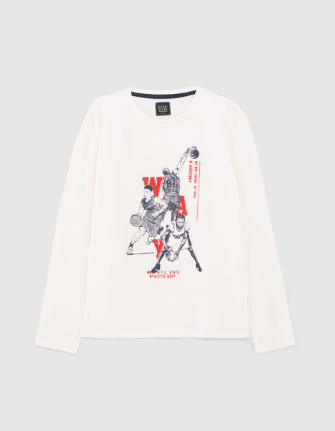 Boys’ white basketball player image T-shirt
