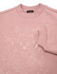 Pink sweatshirt with tone-on-tone embroidery for girls-5