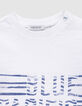 T-shirt blanc coton bio rayures et message bébé garçon-2