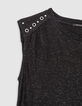 Women's black silver lurex tee-shirt with eyelet and stud-8