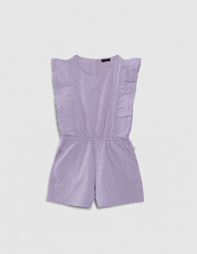 Lila M&auml;dchenkurzoverall mit Jacquard und R&uuml;schen - IKKS