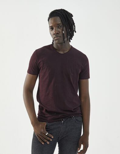 Men&rsquo;s Essential dark purple V-neck T-shirt - IKKS